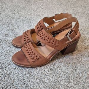 Earth Women's Leather Brown Round Toe Heel Sandals Size 8.5